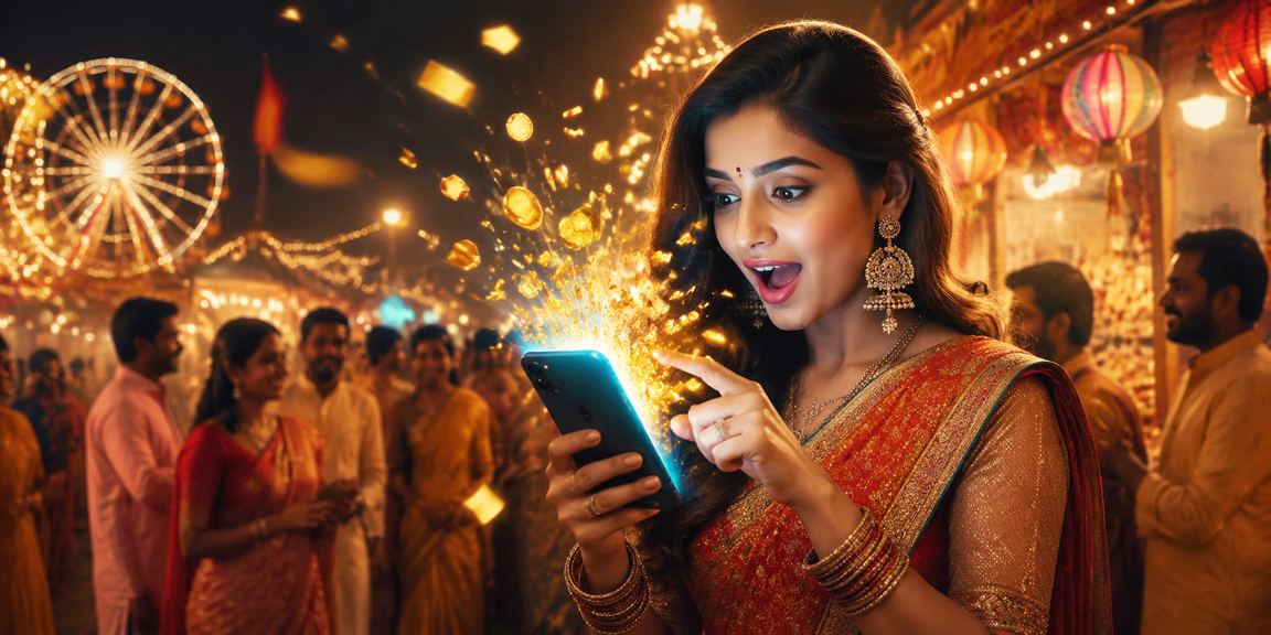 Mobile betting and payment night market scene in India