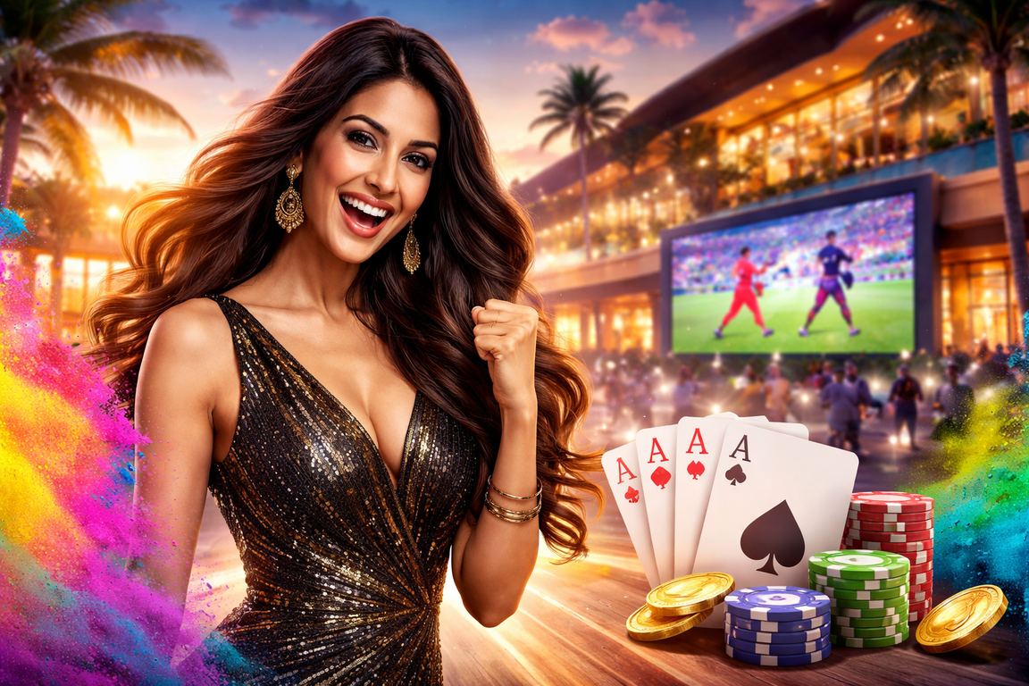 India poker game with players celebrating Holi festival